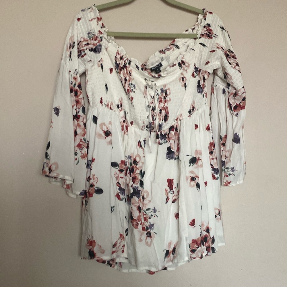 Off the shoulder smocked blouse